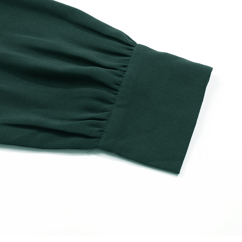 New V-neck Solid Color Versatile Waist Dress